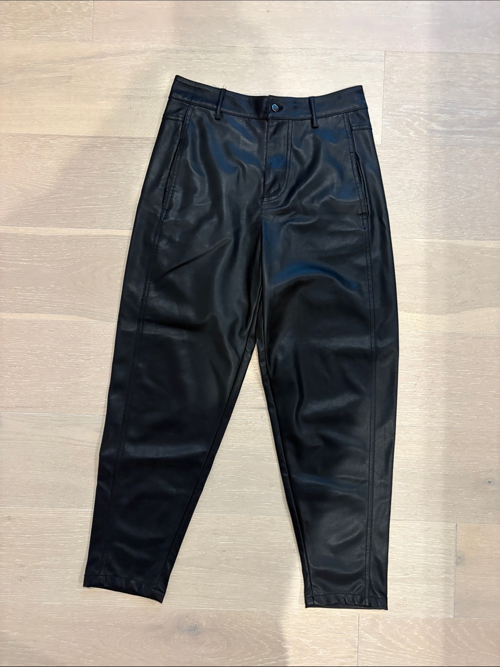 Zara Black Faux Leather Tapered Pants